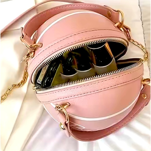 BASKETBALL SHAPE CROSSBODY MINI BAG, METAL CHAIN, LETTERS PRINTED - Picture 7 of 7